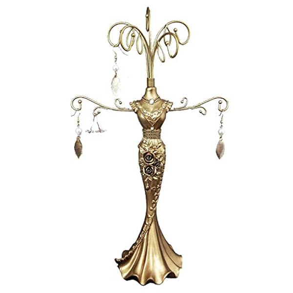 Smycke display evenemang, metall prinsessa modell smycke galge arrangemang, halskedja örhänge armband ring innehavare display stativ